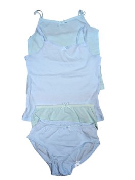 2 sady (tílko+kalhotky), jedna světle zelená, druhá světle modrá secondhand George